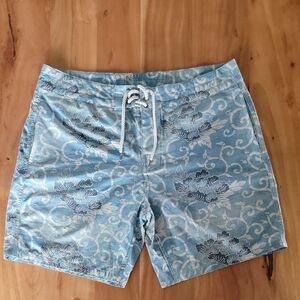 Faherty Blue Hybrid Boardshorts 7" Inseam